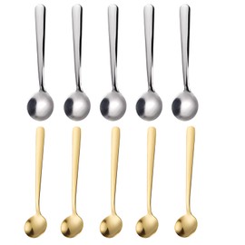 10 PCS Mini Spoon, 7.5 CM Tiny Stainless Steel Spoons, Dessert Spoons, Small Condiment Spoons for Jars, Small Spoons for Salt, Sugar, Honey, Coffee, Dessert, Spices