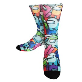 Funny Among Us Impostor Plush Sus Game Tube Novelty 3d Unisex Socks for Men Women (Purple)