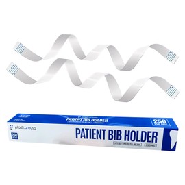 2000 Disposable Bib Holders - Light Flexible Neck Holder Straps for Dental Bib, Drapes, Covers - Paper Napkin Holder with Easy-to-Peel Self-Adhesive Ends - Adjustable Size, White (8 Boxes of 250)