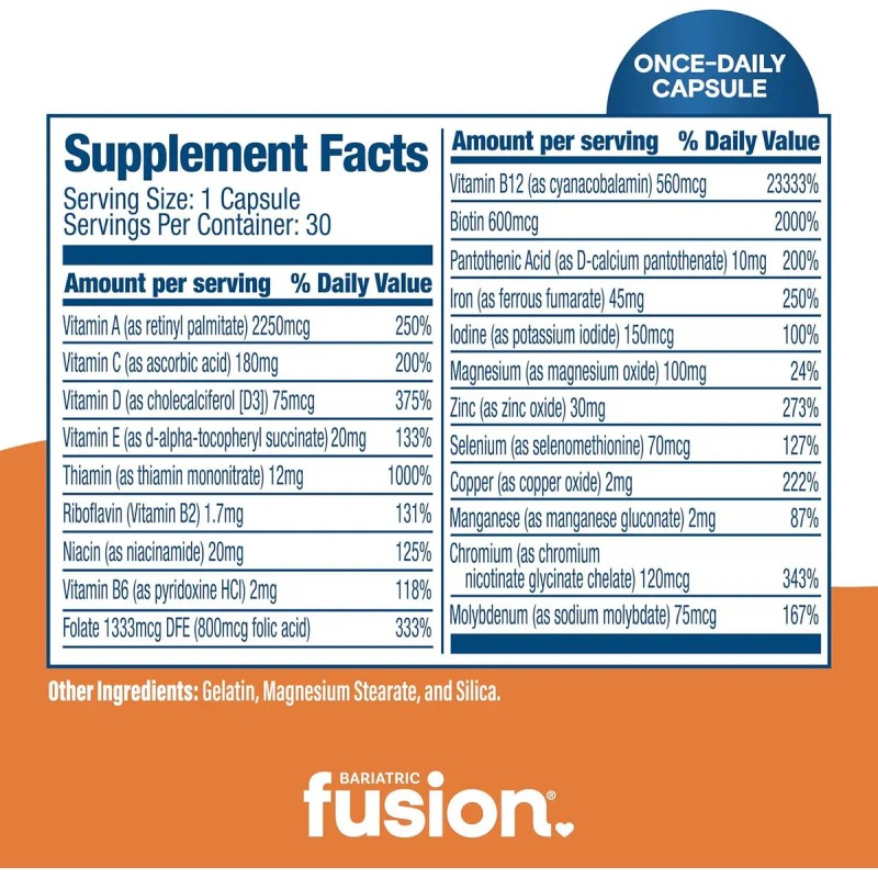 Bariatric Fusion Multivitaminas Postbariátricas Hierro B12 Cápsulas