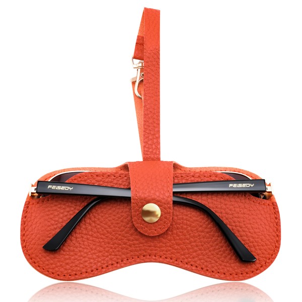 FEISEDY Soft Leather Sunglasses Case - Slim Portable Eyeglass Holder