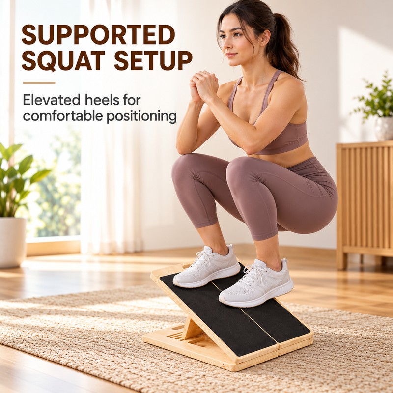 Adjustable Wooden Slant Board for Calf Stretching, Squats and Ankle