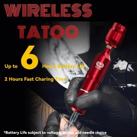 Tattoo Battery Power Supply, 1500mAh Lithium Battery Pack with LED Digital Display, RCA Connector, Rechargeable Cordless for Wireless Tattoo Pen, Rotary Tattoo Machine, Red