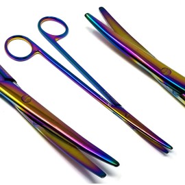 Multi Rainbow Color Metzenbaum Dissecting Scissors Blunt Blunt 7" (17.8cm) Curved, Stainless Steel (Pack of 5)