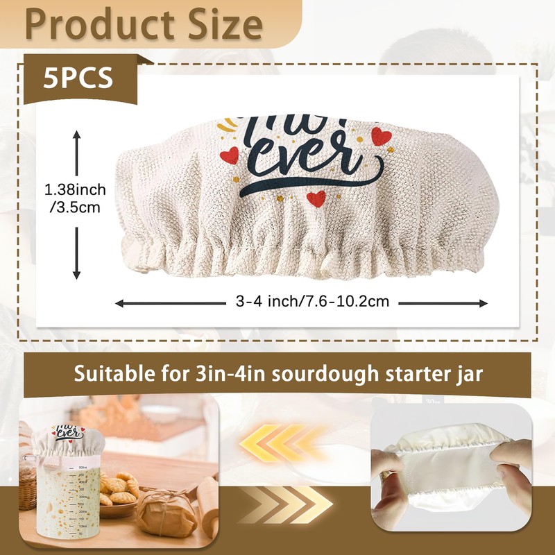 5-Pack Cloth Covers for Sourdough Starter Jars, Best Mom Ever