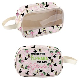 PXTIDY Elphaba Kulturbeutel mit Aufschrift "You're The Elphaba to My Glinda", transparent, Kosmetik-Organizer, Hexe, Musik-Fans, Geschenke, beige, Transparente Make-up-Tasche