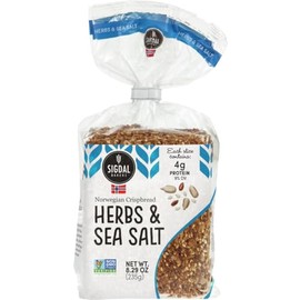 Sigdal Bakeri Herbs & Sea Salt Norwegian Wholegrain Crispbread | All Natural Non-GMO, 8.29 oz (235g) (Pack of 6)