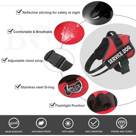 UPET No-Pull Dog Harness, Reflective Heavy Duty Adjustable Escape-Proof Padded Service Dog Puppy Vest for Small, Medium, and Large Dogs Training & Outdoor Walking, Includes 1*Dog Seat Belt.(Red L)