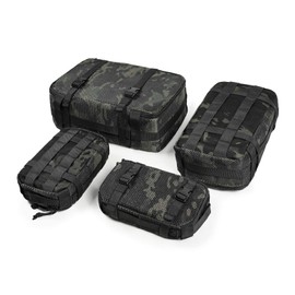 CASONMMAX 4 Set Tactical Packing Cubes ，Compressible Mesh Duffle Storage Bag,Portable Edc Molle Pouch Organizer. (Multiblack)