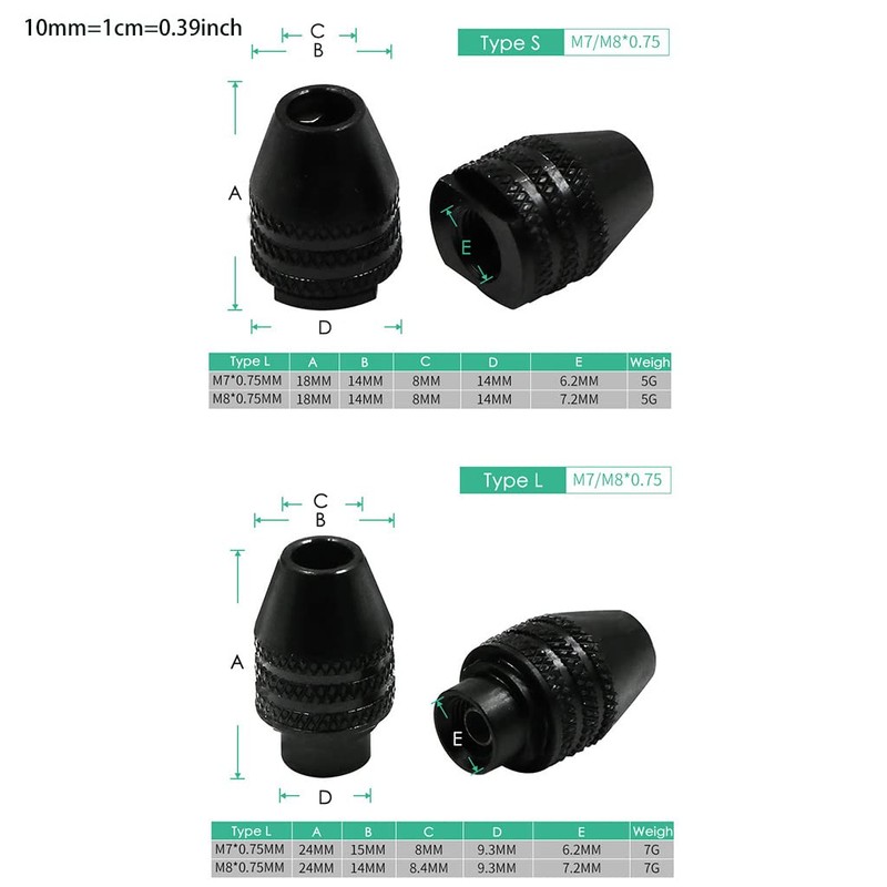 BaoFufc Multifunctional M7/M8 Keyless Drill Chuck Rotary Tool 4-Types Optional