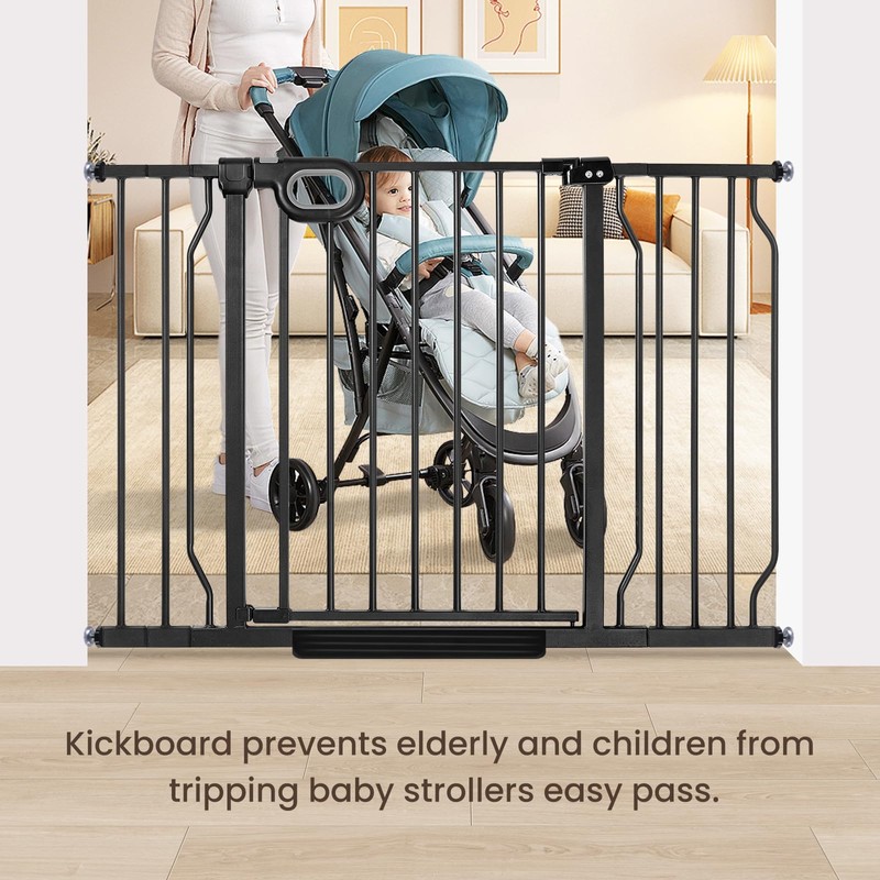 DOVELY Black Baby Gate for Stairs & Doorways - 37.4"