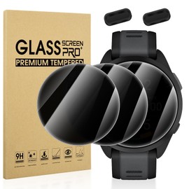 Suoman 3+2 Pack for Garmin Forerunner 165 Privacy Screen Protector, Charger Port +[Anti peeping] 9H Hardness Tempered Glass Screen Protective Film