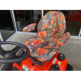 Durafit Seat Covers for Kubota Tractors Mower and Zero Turn Mower T2290 Ride on Mowers High Back Buckets with armrest (KU25 MC2 Orange Camo Endura)