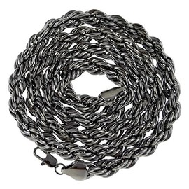 Bling Cartel Rope Chain 10mm Thick 30 inch Long Hematite Gun Metal Gray Tone Twisted Heavy Dookie Hip Hop Necklace