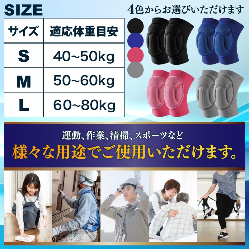 TIMYU【現役医師監修】 膝あて 膝プロテクター 膝サポーター 膝パッド 【両膝セット】作業用 仕事用 お掃除 衝撃吸収 立体3Dパッド