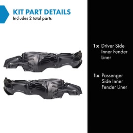 TRQ TRQ Inner Fender Liner Set Compatible with 1996-1998 Toyota Paseo Tercel TO1248101 TO1249101