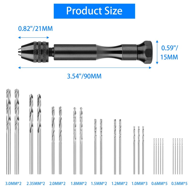 36 Pieces Hand Drill Set, Pin Vise Hand Drill with