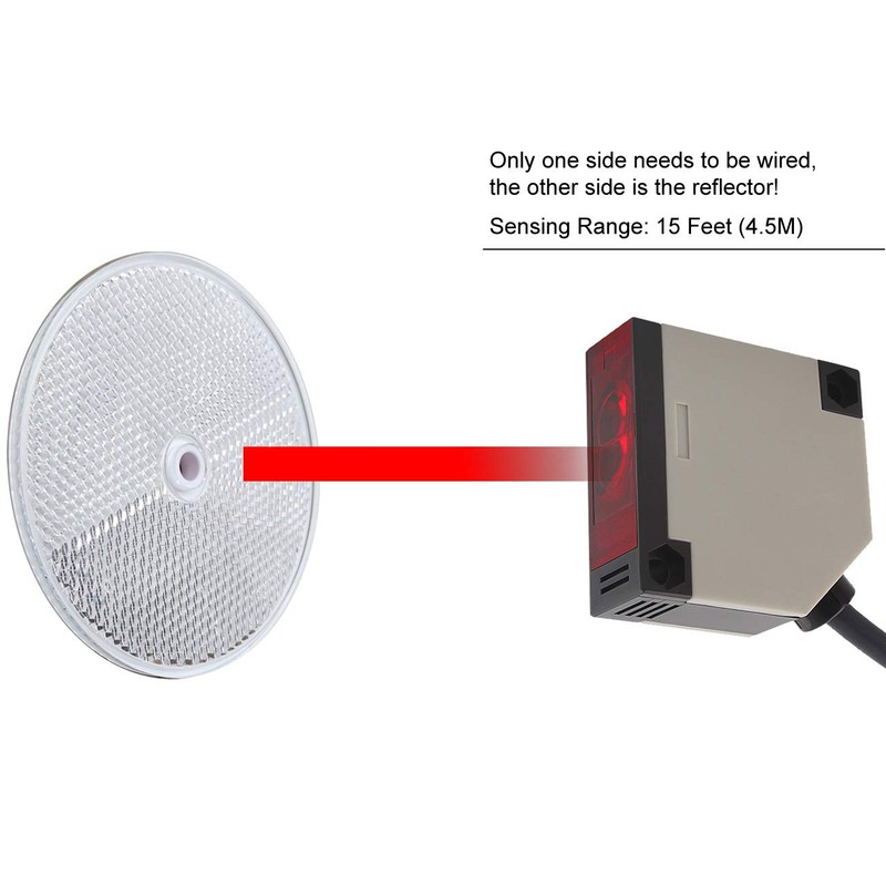 Mageway Indoor E3JK-R4M1 Retro-Reflective Photoelectric Beam Sensor 12-240VDC 24-240VAC Infrared