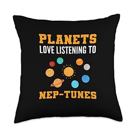 Listening to Nep-Tunes Scales, Rulers, Thermometer Listening to NEP-Tunes Astronomer Throw Pillow, 18x18, Multicolor