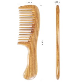 Onedor Handmade 100% Natural Green Sandalwood Hair Combs - Anti-Static Sandalwood Scent Natural Hair Detangler Wooden Comb (Fine Tooth & Wide Tooth & Extra Wide Tooth Set)