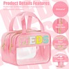 BuyCard Chenille Letter Clear Makeup Bags for Travel, Preppy Patch
