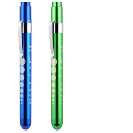 LiZEROGDAX 2pc Blue and Green Pen Light with Pupil Gauge LED Penlight, Reusable for Nursing Students Doctors