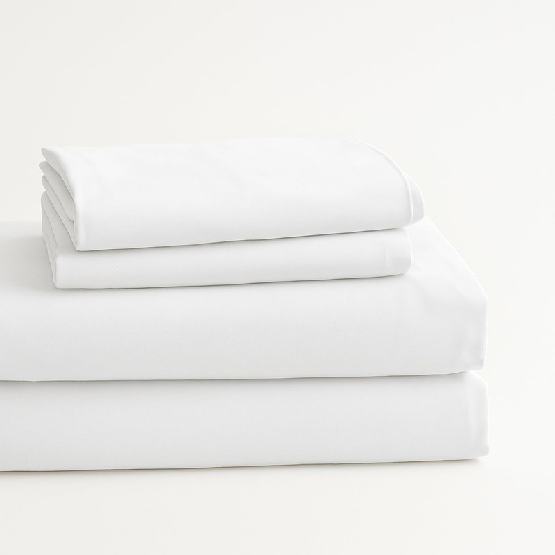 JiaPoem 100% Organic Cotton Sheets Set, 4-Piece Percale Bedding, Soft