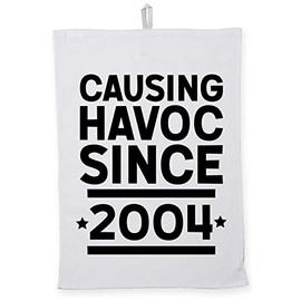 Hippowarehouse Causing havoc since 2004 birthday Tea Towel Eco Printed Dish Cloth Kitchen accessory 50cmx70cm 100% Cotton