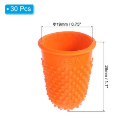 PATIKIL Rubber Finger Tips, 30 Pack Silicone Thumb Fingertip Protector Finger Cots Covers Guard Pads Thimble Grips for Office Counting Sewing, Orange S Size