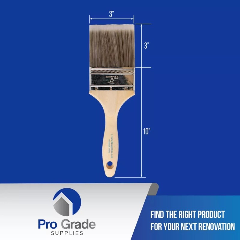 Pro-Grade 24PK 3" Flat House Wall,Trim Paint Brush Set Home