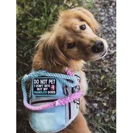 MYDEERYOO Do Not Pet Patches 2pcs, Do Not Pet ID Tags, Double Side Engraved Easily Attach to Dog Collar, Harness (Large)
