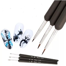 TIKA 3 Pcs Nail Art Tool Set - Nail Art Pen, Dotting UV Gel Tool, and Liner Brush Set