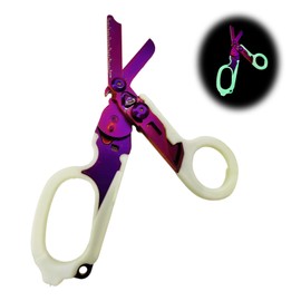 Elegital Emergency Rescue Shears,Stainless Steel Multifunction Self-Luminous Foldable Trauma Shears for Outdoor Camping Rescuae Tools