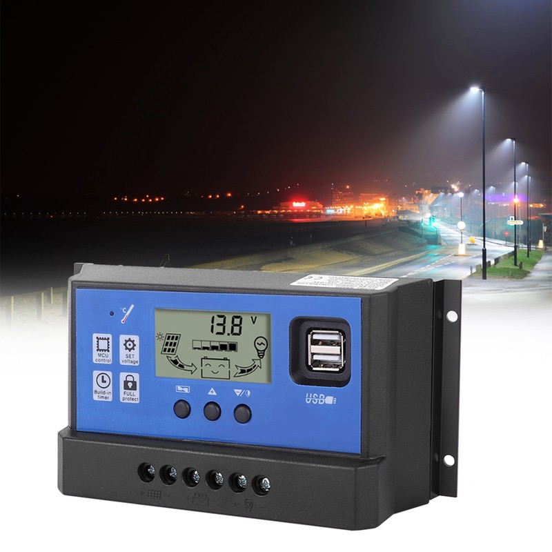 60A 12/24V LCD Display Street Lamp Intelligent Solar PWM Dual