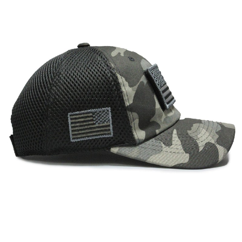 USA Flag Hat Camo Gray Detachable Patch Micro Mesh Tactical