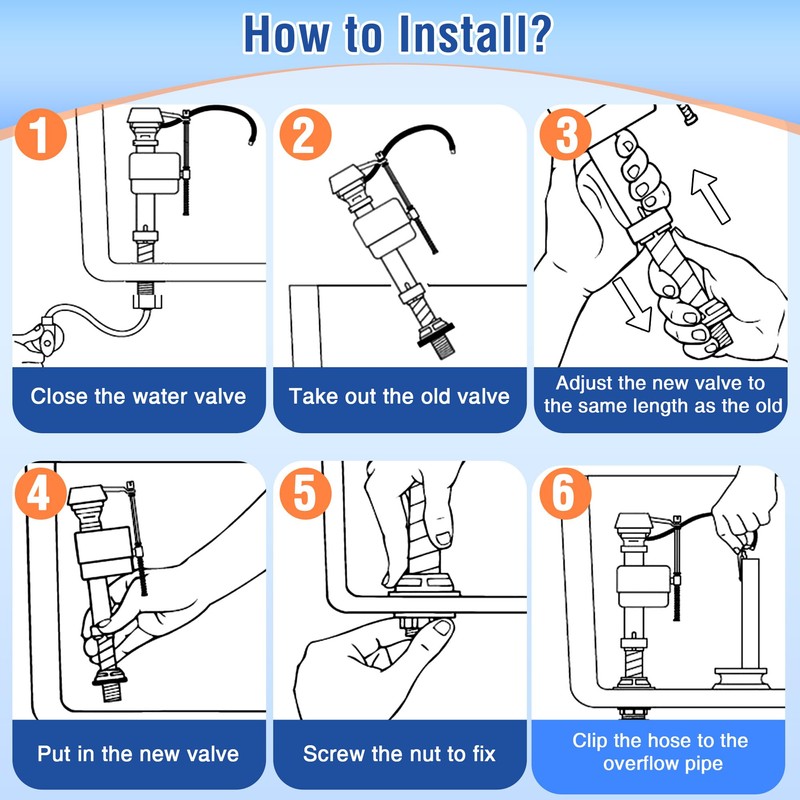 Saillong 12 Pack Toilet Fill Valve Replacement, Height Adjustable Universal