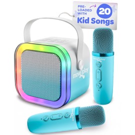 Move2Play, Mini Karaoke Machine for Kids | Includes 20+ Kid Songs | 2 Microphones | Connect with Bluetooth | 3, 4, 5+ Year Old Gift & Birthday Present | Girls, Boys, & Toddler