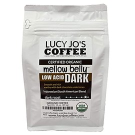 Lucy Jo's Coffee, Organic Mellow Belly DARK Low Acid Blend, Ground, 11 oz