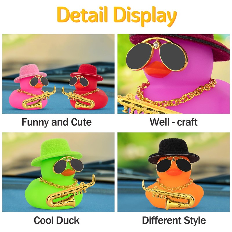 wonuu Car Dashboard Ducks, Saxophone Decor Rubber Duck Car Ornaments