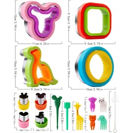 UKKQES Sandwich Cutter for Kids Lunch 22 Pcs (Large), Sandwich Maker, Cookie Cutters and Sealer Set, Bread Decruster, Dinosaur Mickey Square Circle Shape for Boys Girls