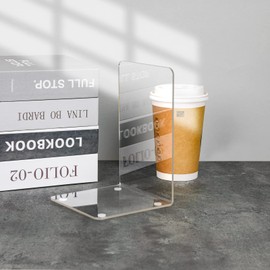 Lulonpon 6 Pieces Book Ends, Acrylic Bookends, Non-Skid Book End, Clear Bookends for School Library and Desktop Organizer, Acrylic Book Ends for Book Shelves