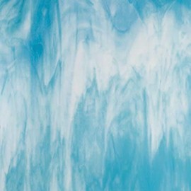 8" X 12" Sky Blue, White Opal Wissmach Stained Glass Sheet - (1 Sheet) by BiNARi Glass Studio