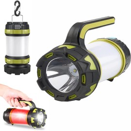 Linterna recargable para linterna de camping, 6 modos, banco de energía de 3600 mAh, gancho de colgar de dos vías, perfecto para acampar,recreaciones 
