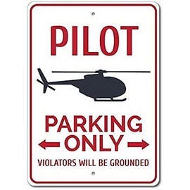 Wisesign Pilot Parking Metal Signs Decorative Retro Tin Sign Poster Plaque Home Deocr Funny Gifts 8 X 12, Pilot Gift, Pilot Decor, Helicopter Gift