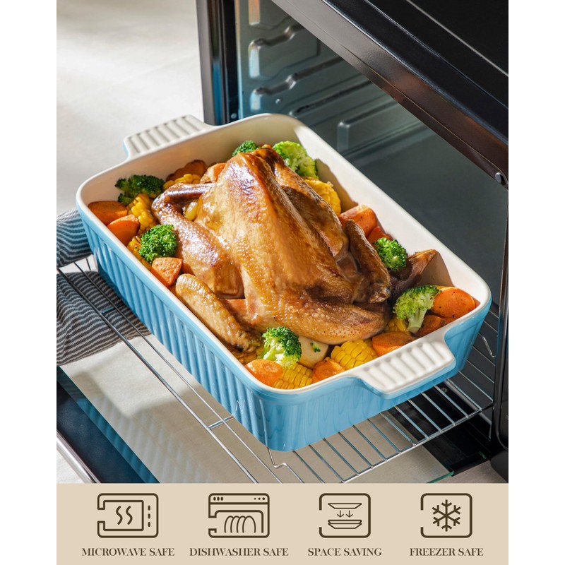 MALACASA 4.4 QT Baking Dish, 9x13 Large Casserole Dish for
