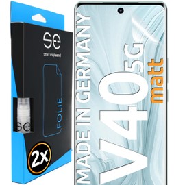 2x se® 3D Anti-Glare Screen Protector for Vivo V40 5G, Anti-Glare, 100% Fingerprint & FaceID Compatible, Easy Bubble-Free Installation, Matt, Shock-Resistant TPU Material, Made in Germany