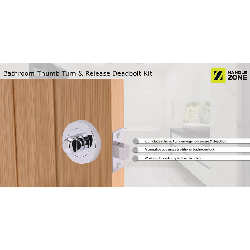HANDLEZONE® Bathroom Toilet Door Thumb Turn and Release Deadbolt Kit