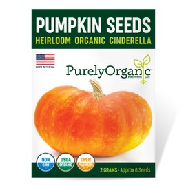 Purely Organic Pumpkin Seeds (Cinderella) - Approx 6 Seeds - Certified Organic, Non-GMO, Open Pollinated, Heirloom, USA Origin
