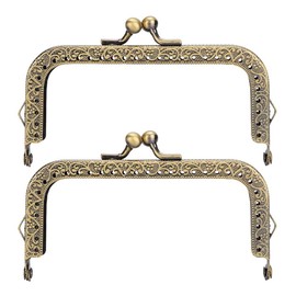 2 piezas bolsa monedero beso cierre de broche, bolsa monedero fabricación de metal marco cuadrado monedero de metal en relieve cuadrado para bricolaje mango bolsa costura