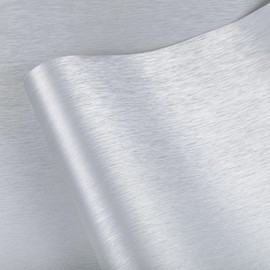 Abyssaly Silver Stainless Steel Contact Paper - Gray Metallic Countertop Contact Paper Peel and Stick for Appliances - Thick Heat Resistant Fridge Wrap for Microwave Oven 15.7" X 78.2"